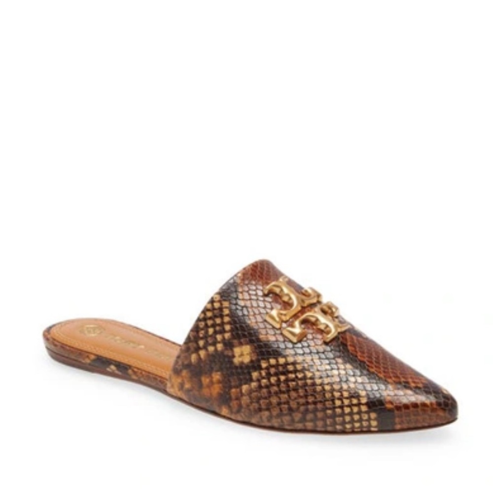 Tory Burch- Eleanor mule, stamped leather snake. Size 7